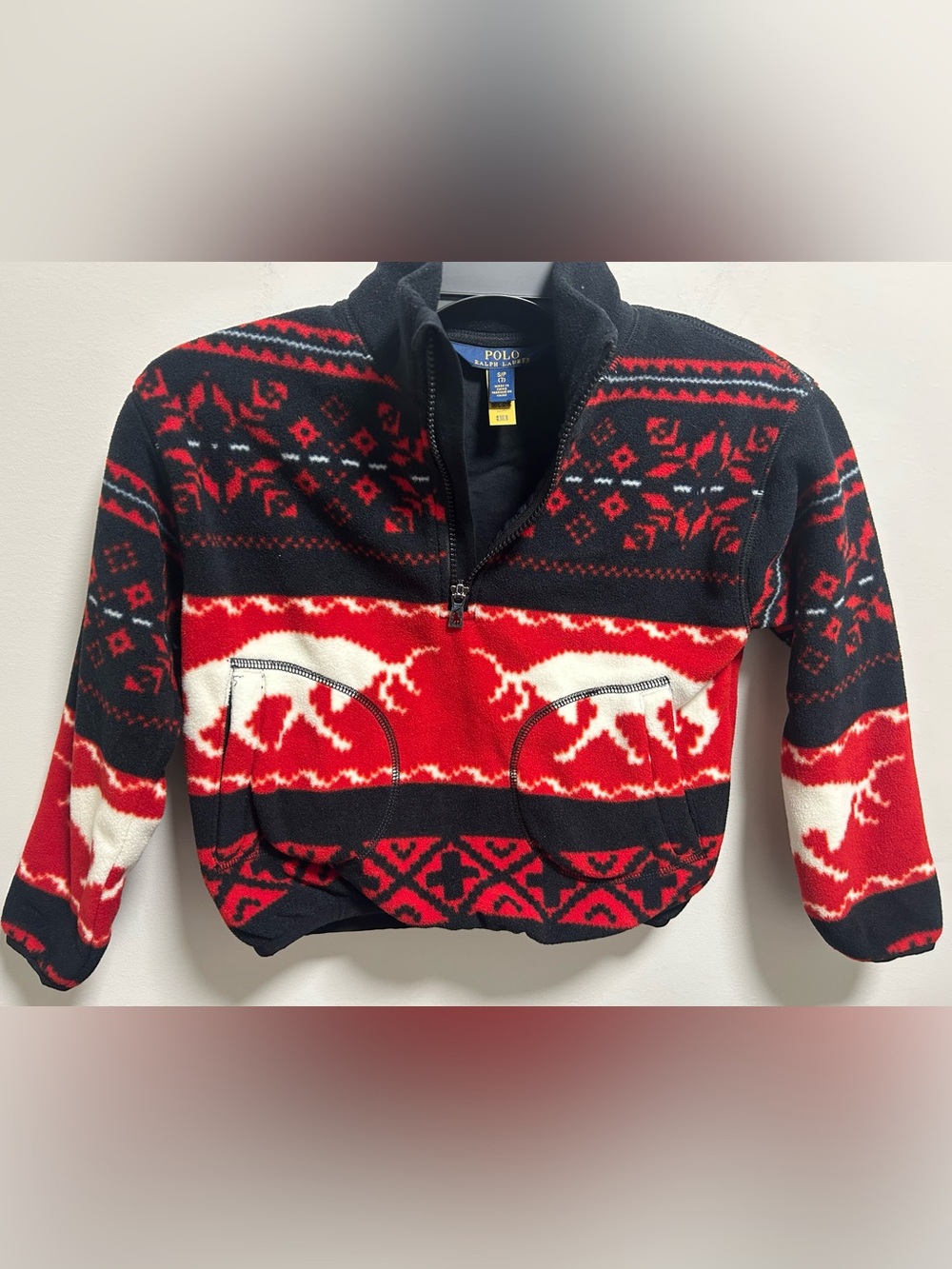 Polo by Ralph Lauren Black & Red Fair Isle Quarter-Zip Fleece Pullover